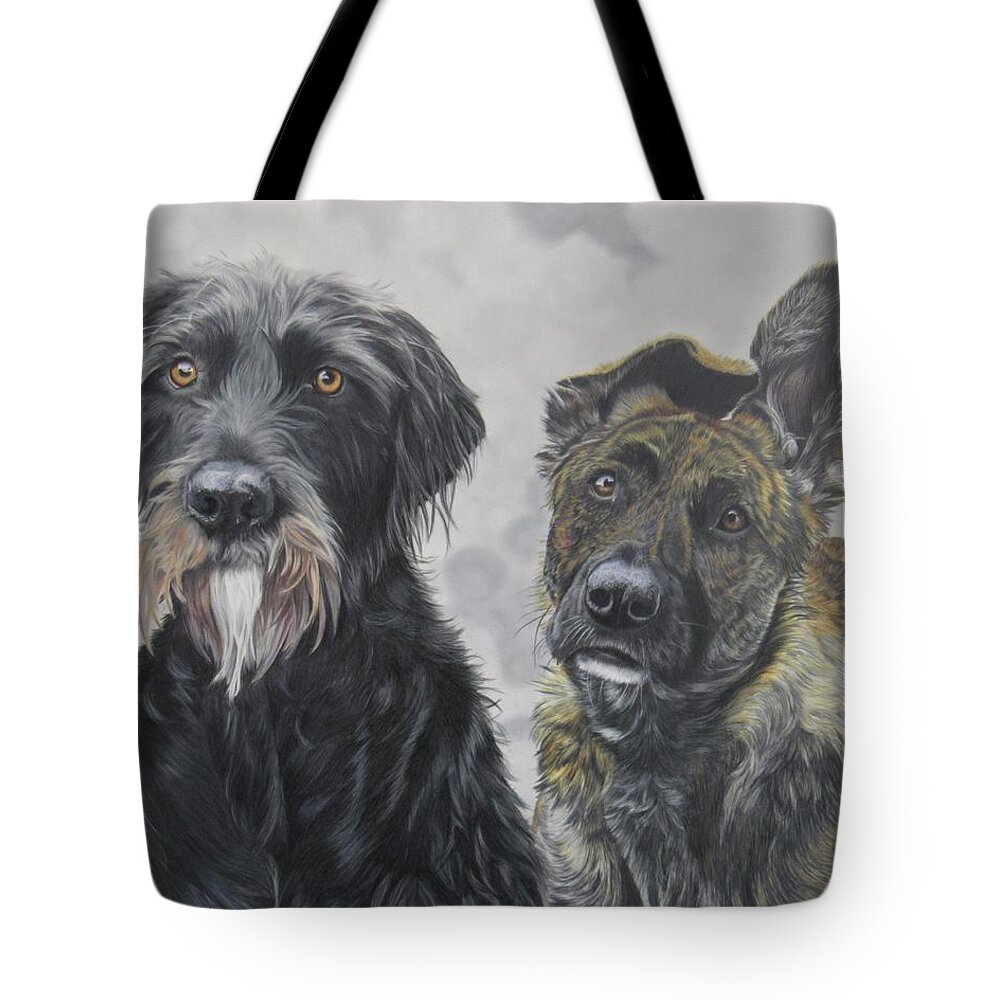 Dog Tote Bag featuring the drawing Best Friends by Kelly Speros