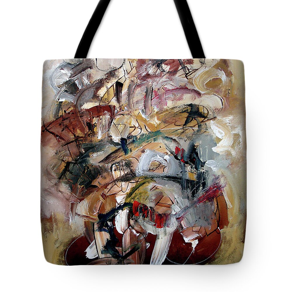 Abstract Tote Bag featuring the painting Between the Lines by Jim Stallings