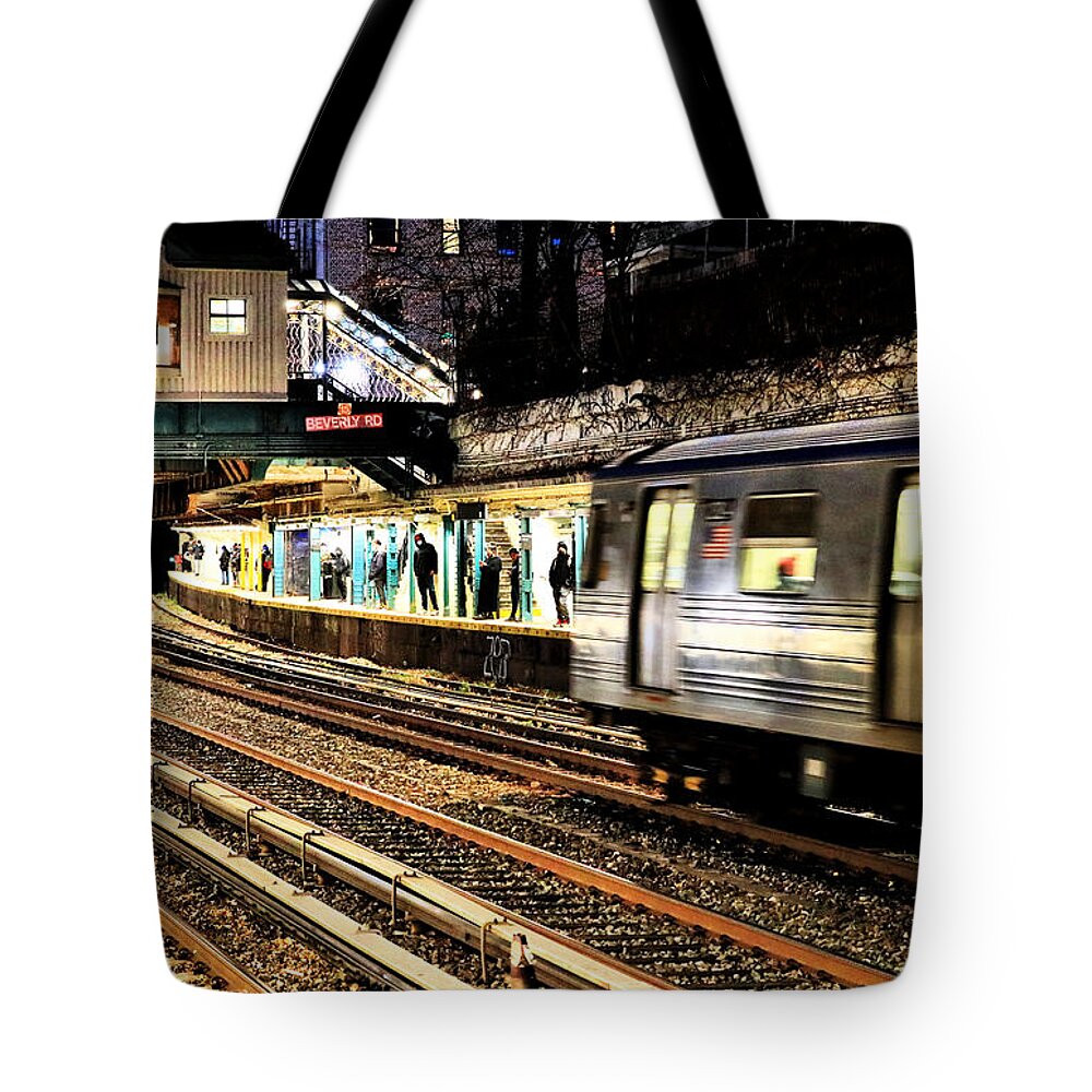 New York City Subway Tote Bag featuring the photograph Beverley Road Twilight No.2 by Steve Ember