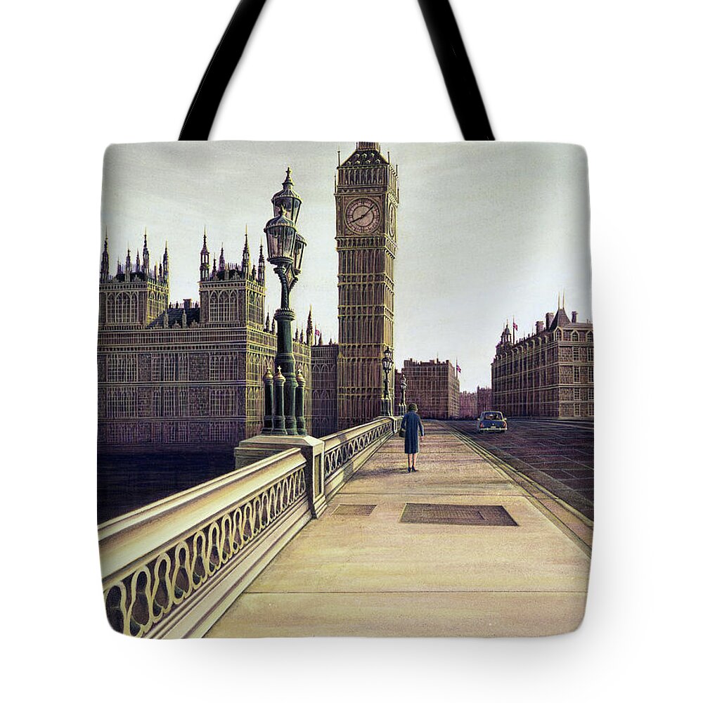 Architectural Cityscape Tote Bag featuring the painting Big Ben and Parliament by George Lightfoot