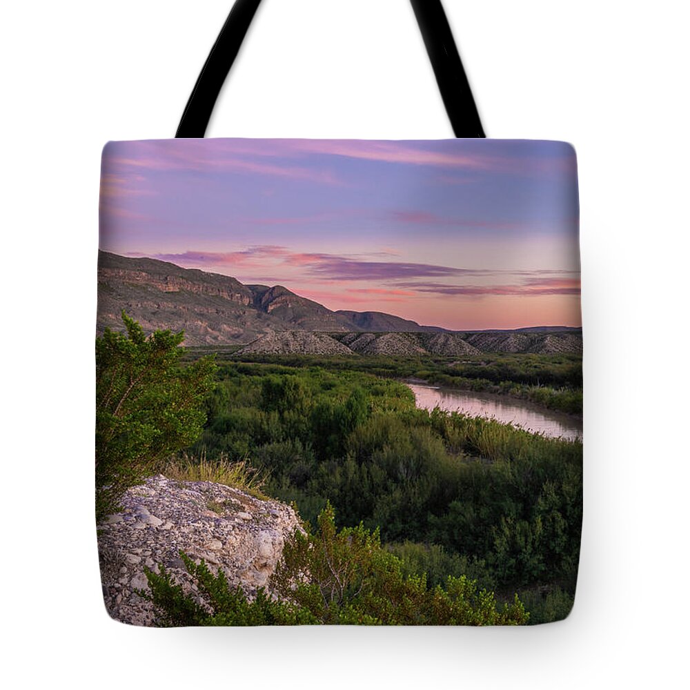 Texas Tote Bag featuring the photograph Big Bend Pastel Sunset by Erin K Images