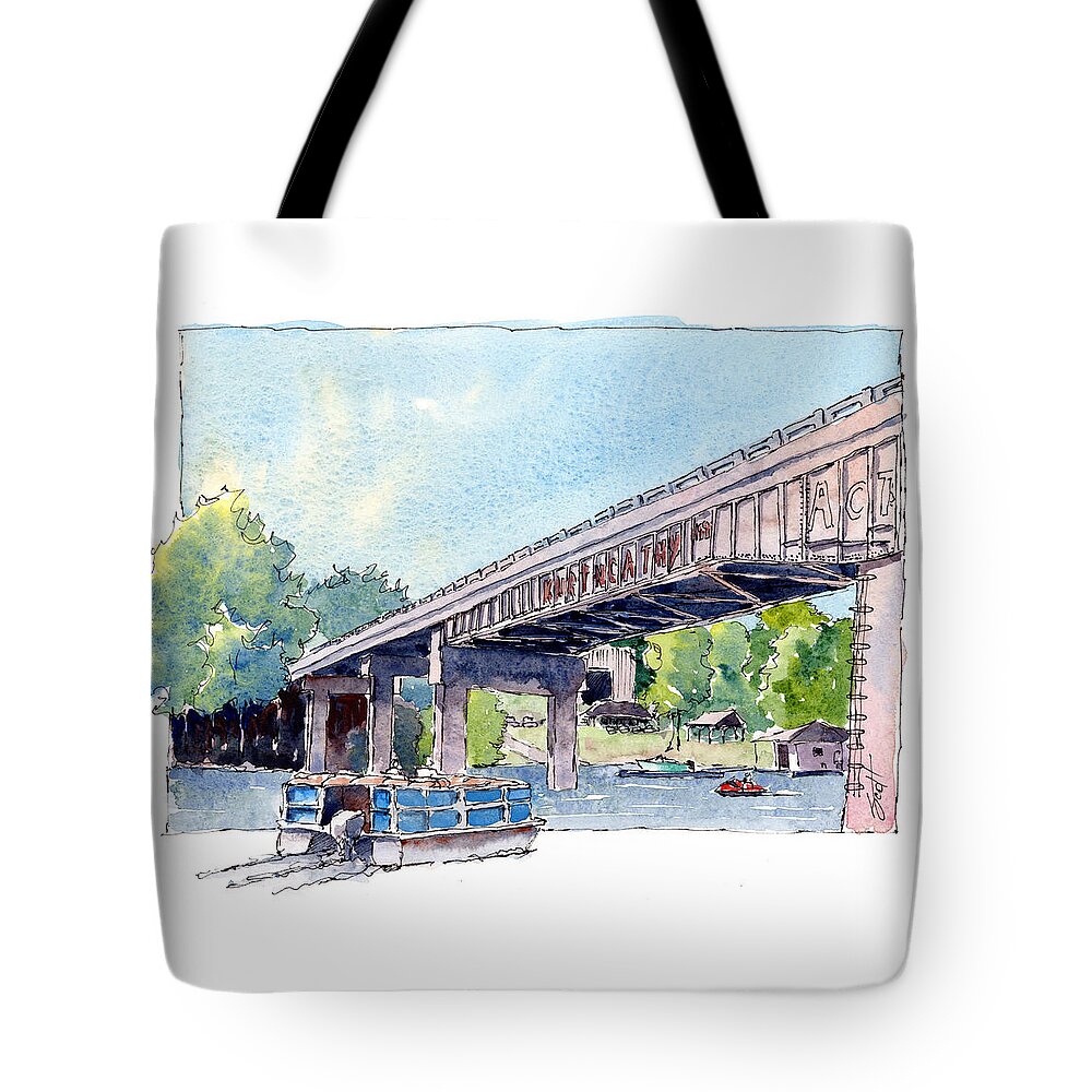 Bridge Tote Bag featuring the painting Big Bridge by Scott Brown
