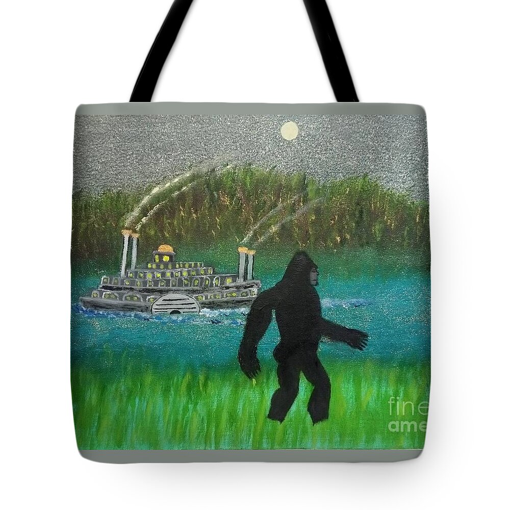 Bigfoot Tote Bag featuring the painting Big Foot by David Westwood