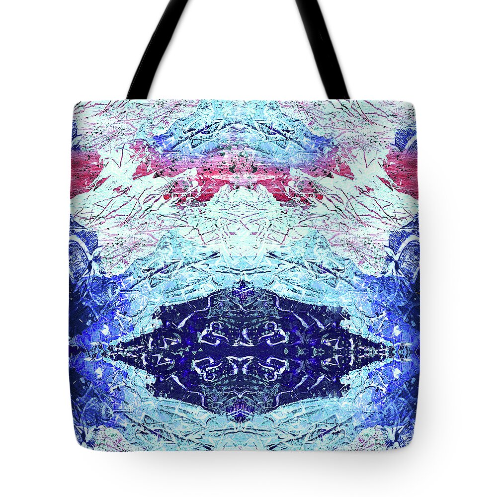 Square Abstract Tote Bag featuring the mixed media Big Square Abstract Red White and Blue by Lorena Cassady