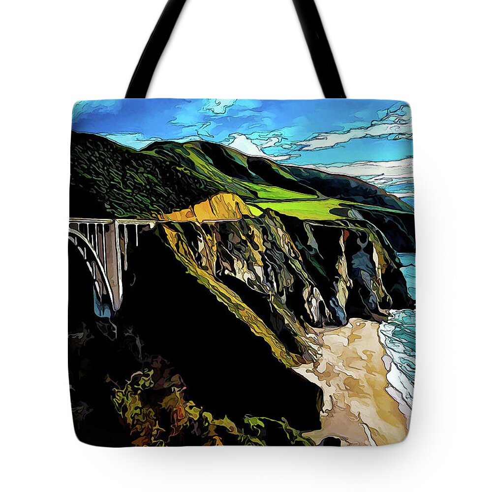 California Seascape Tote Bag featuring the photograph Big Sur Bridge by ABeautifulSky Photography by Bill Caldwell