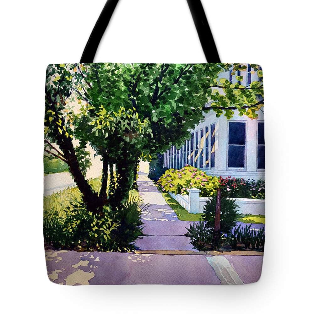 Beach Tote Bag featuring the painting Big Tree blocking the Beach by Mick Williams