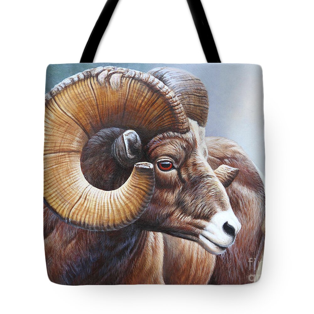 Cynthie Fisher Tote Bag featuring the painting Bighorn Sheep by Cynthie Fisher