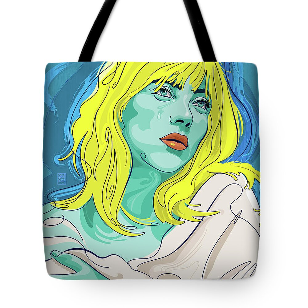 Billie Eilish Tote Bag featuring the digital art Billie Eilish by Garth Glazier