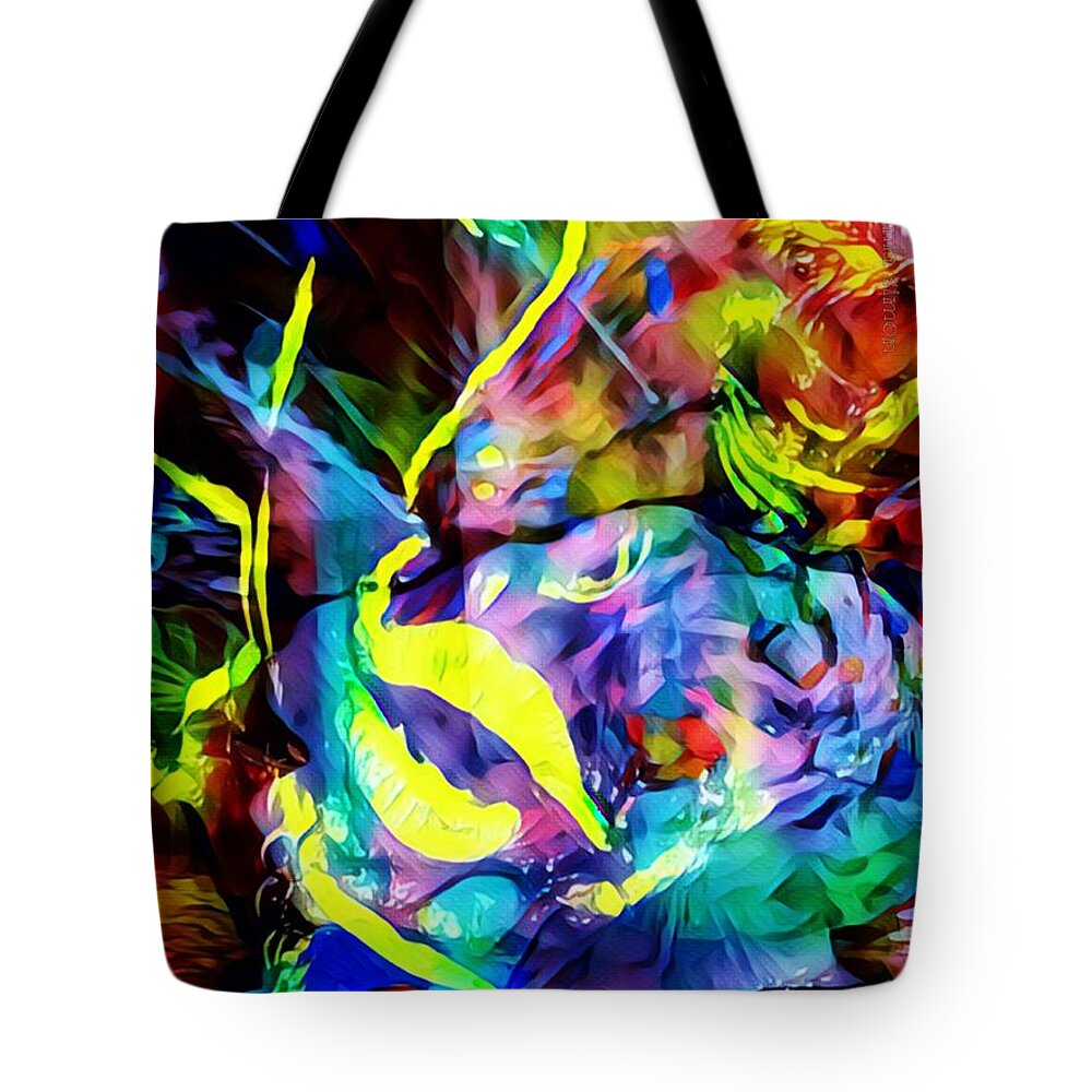  Tote Bag featuring the mixed media Bipolar by Fania Simon