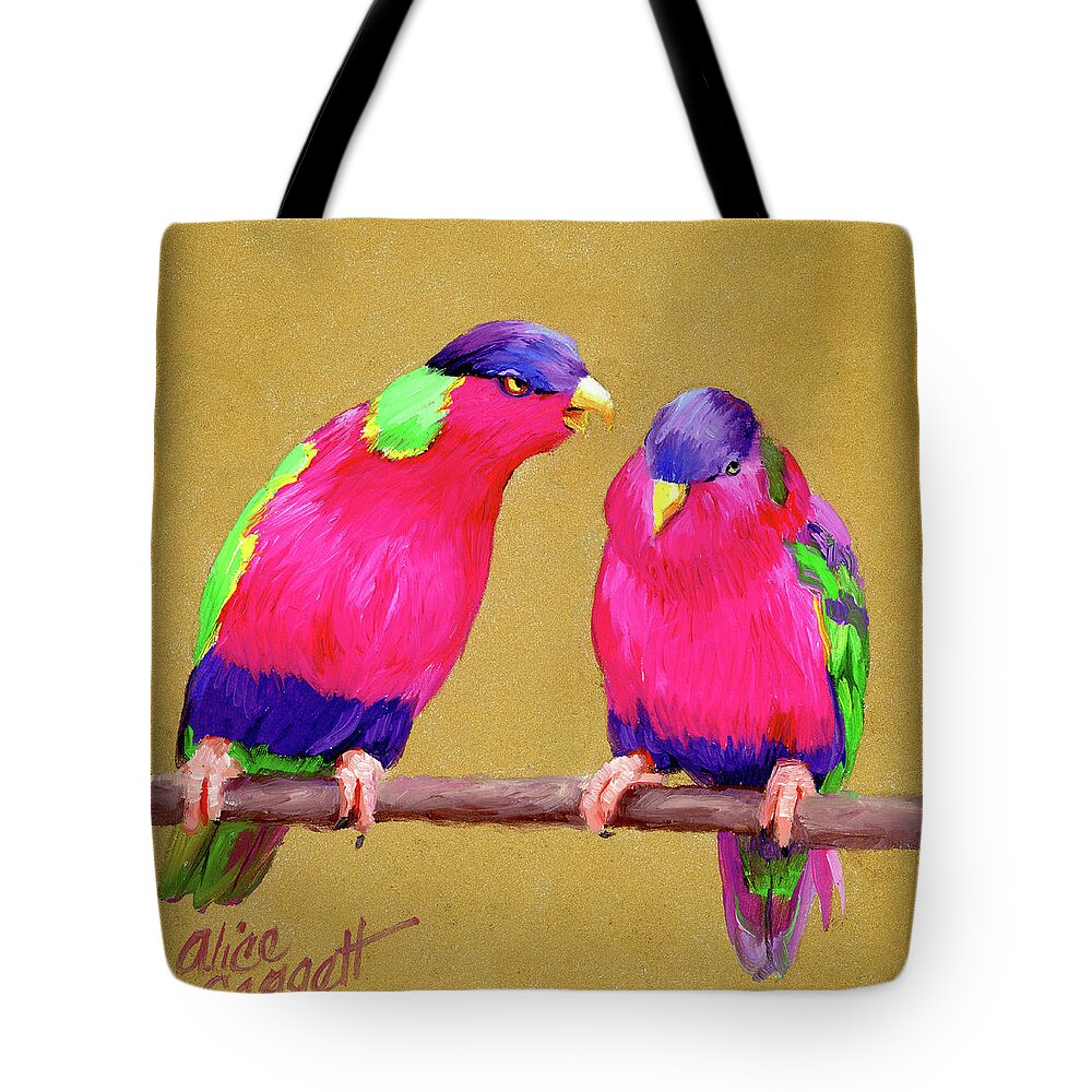 Bird Tote Bag featuring the painting Bird Blurbs by Alice Leggett