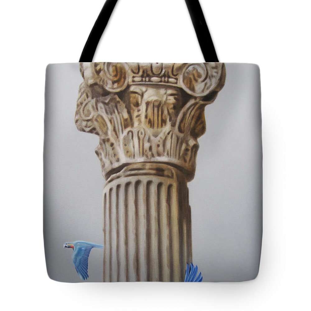 Realism Tote Bag featuring the painting bird of Paradise by Zusheng Yu