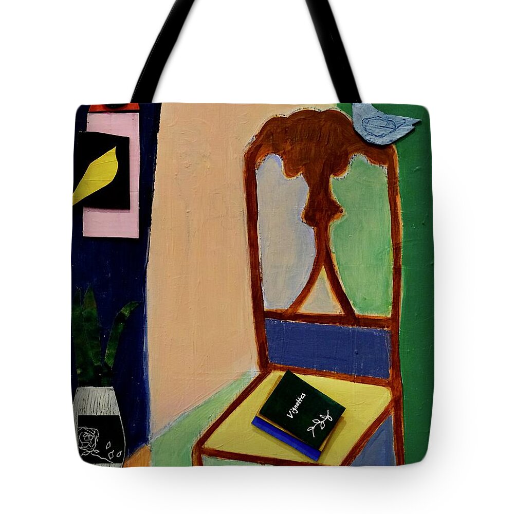 Mixed Media Tote Bag featuring the mixed media Birds and Books by Julia Malakoff