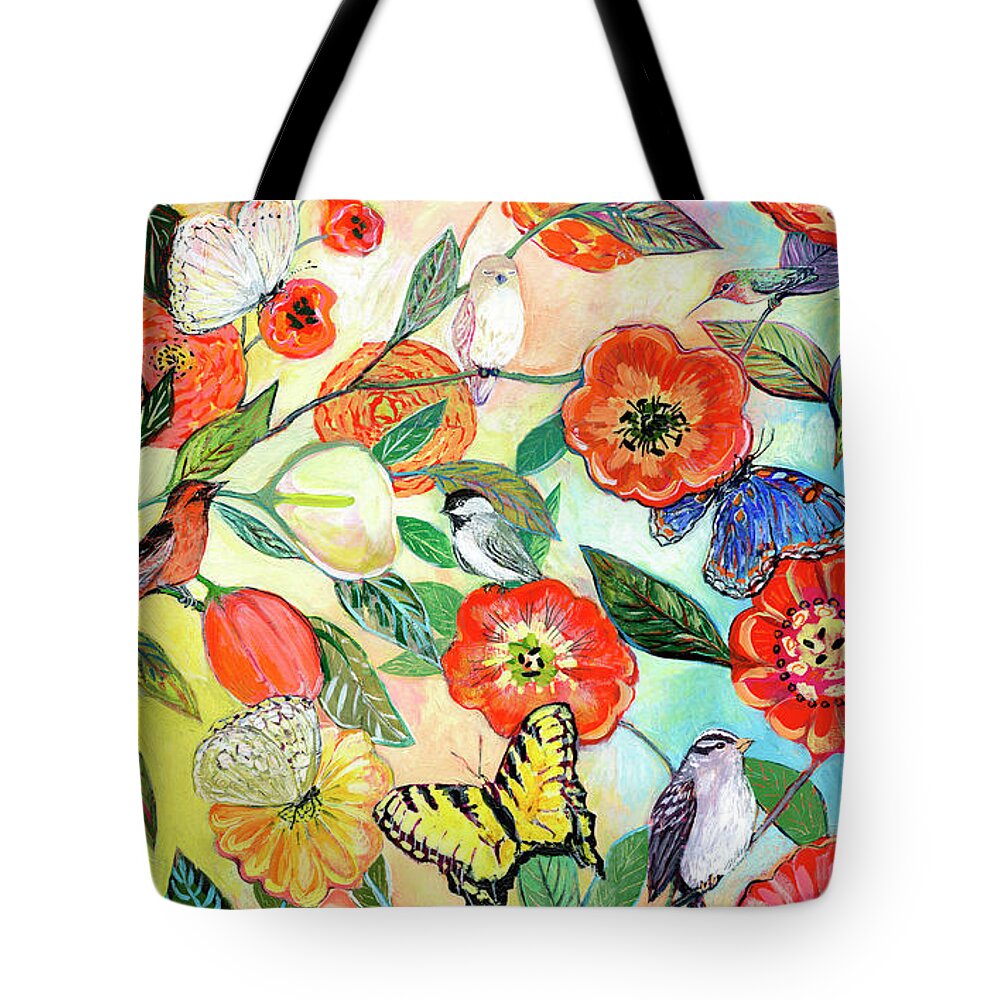 Butterfly Tote Bag featuring the painting Birds and Butterflies Digital Collage by Jennifer Lommers