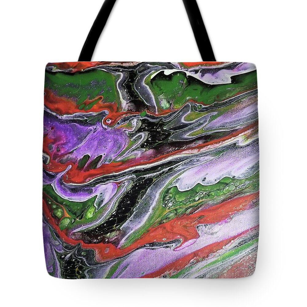 Abstract Tote Bag featuring the painting Birds Flying by Pour Your heART Out Artworks
