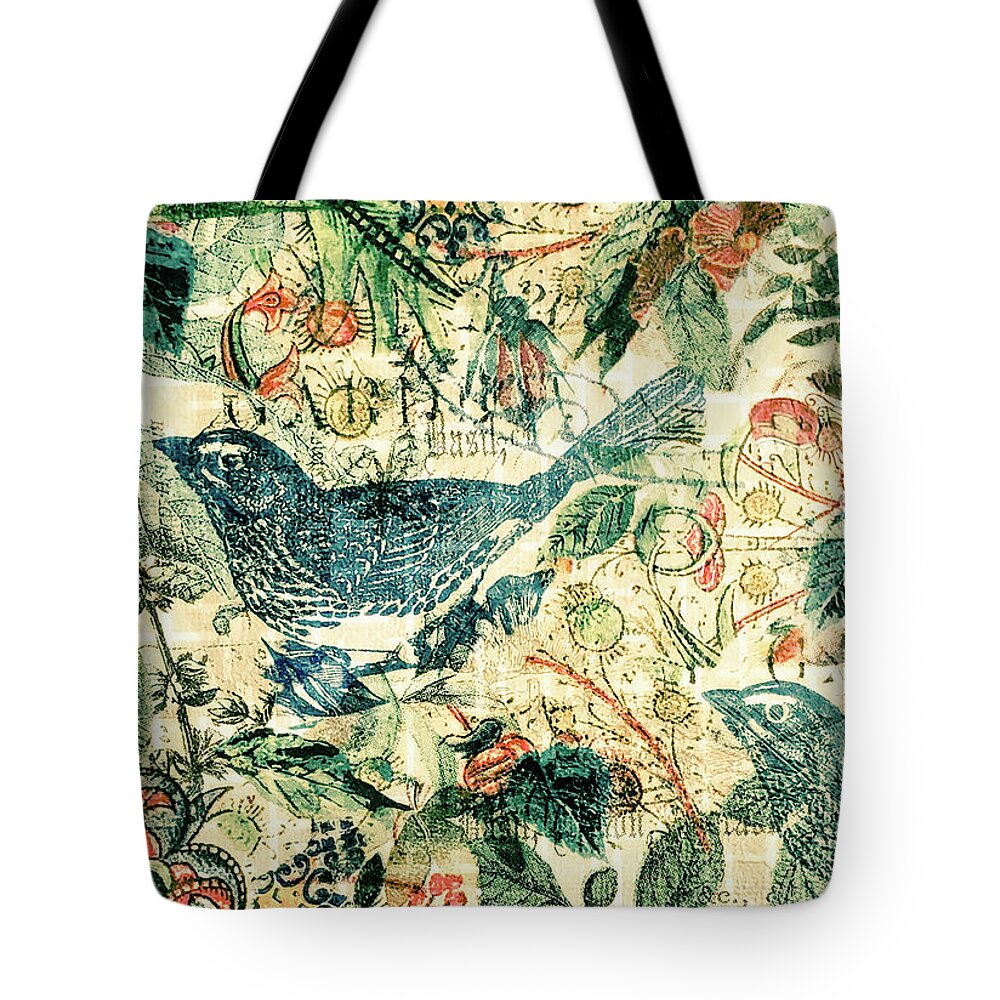 Birds Tote Bag featuring the mixed media Birds in Sepia by Deborah Cherrin