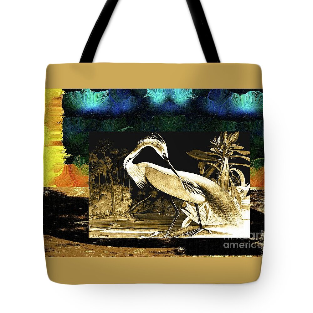 Birds Of A Bronzed Audubon Feather Tote Bag featuring the painting Birds of a Bronzed Audubon Feather Number 3 by Aberjhani