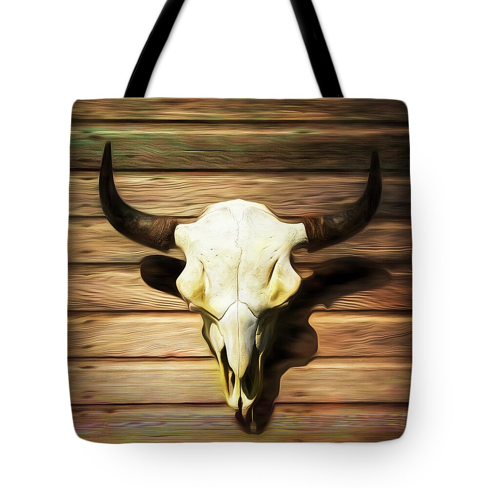 Kansas Tote Bag featuring the photograph Bison Skull 009 by Rob Graham