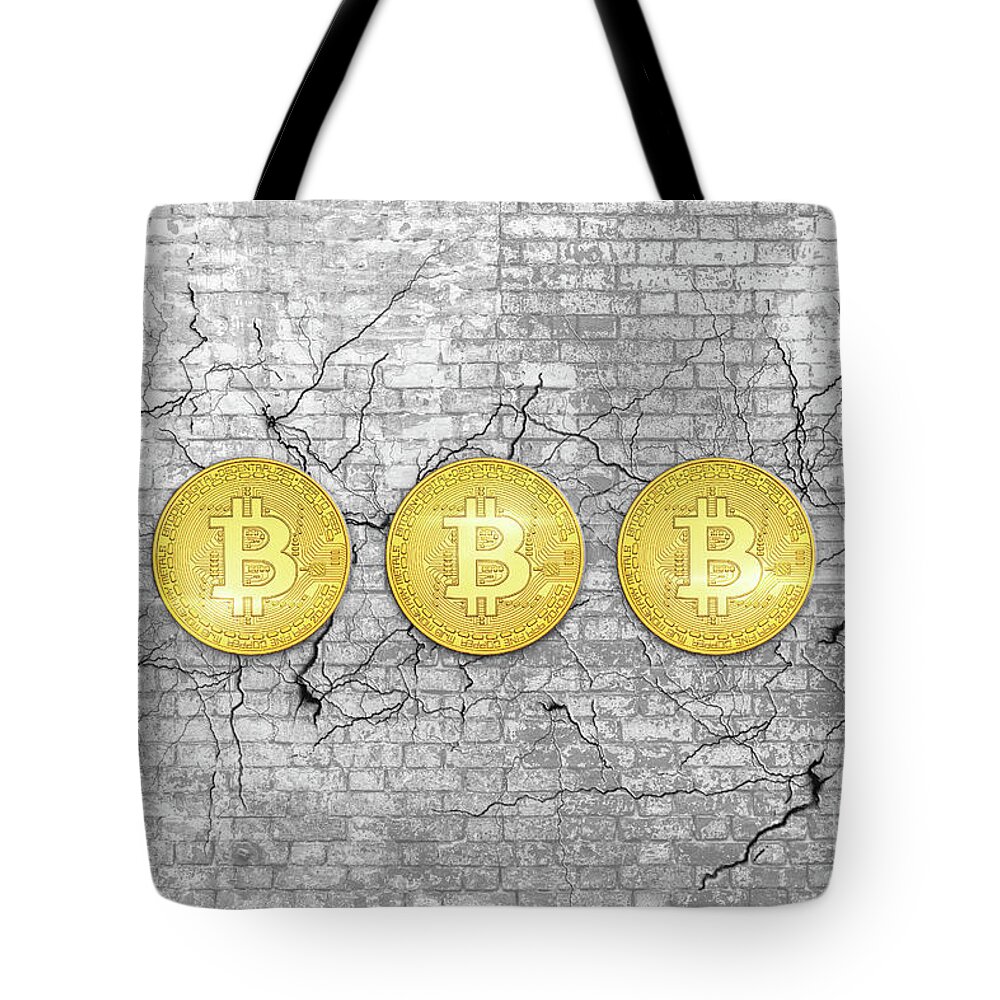 Bitcoin Tote Bag featuring the photograph Bitcoin price resistance 90000 dollars by Benny Marty