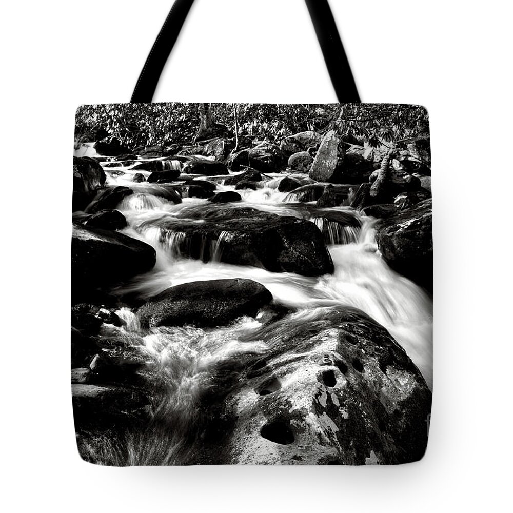 Nature Tote Bag featuring the photograph Black And White River 2 by Phil Perkins