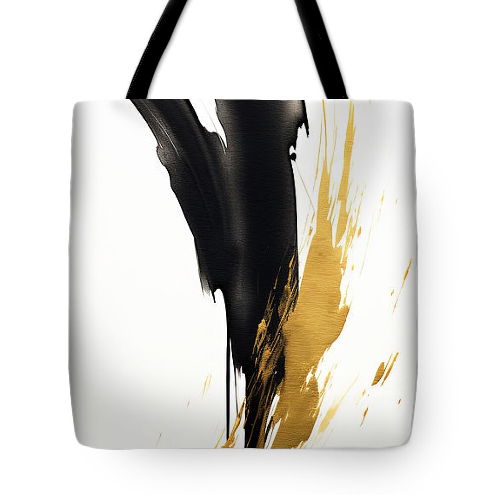 Wabi Sabi Tote Bag featuring the painting Black Feather by Lourry Legarde