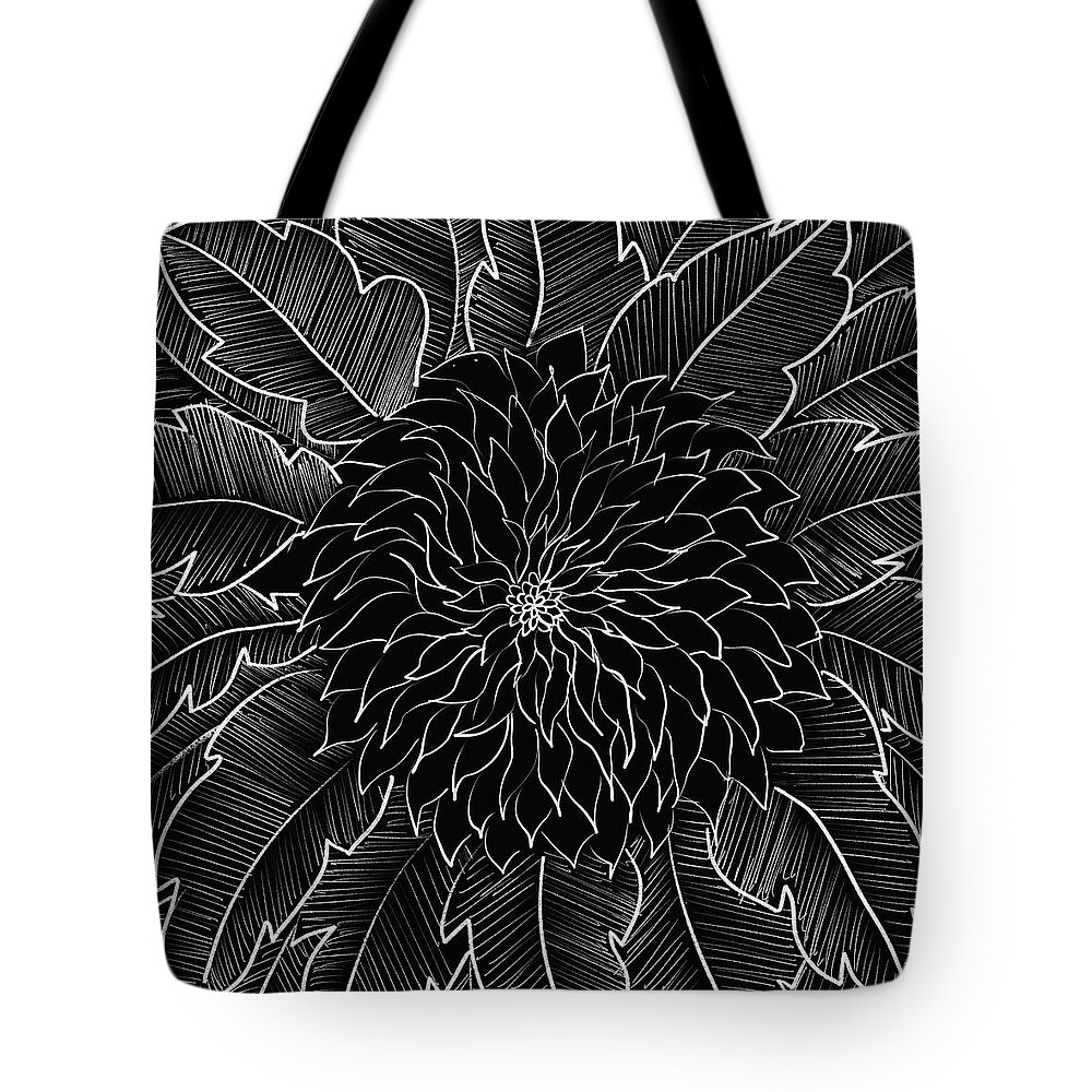  Tote Bag featuring the digital art Black Flower by Steve Hayhurst