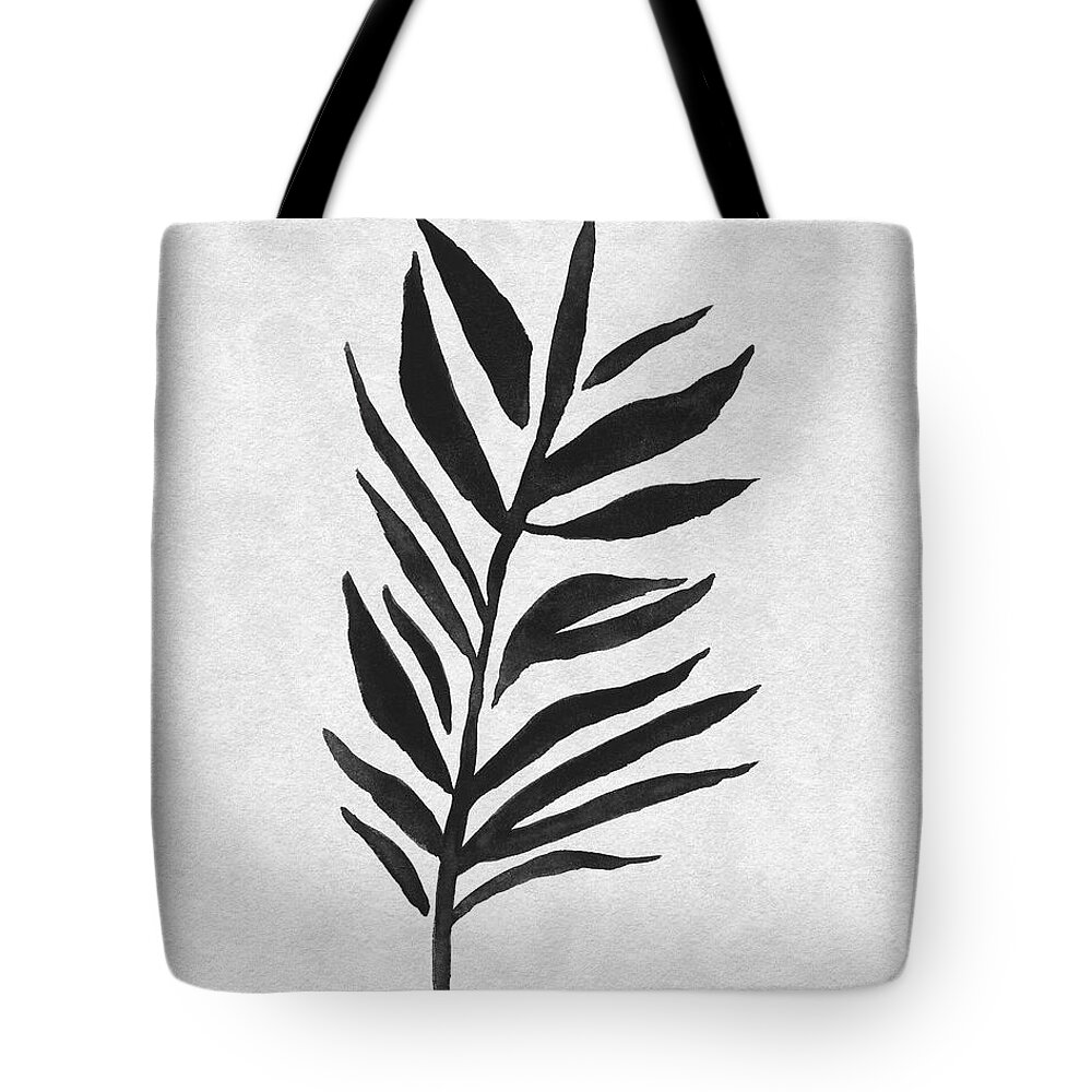 White Tote Bag featuring the painting Black Leaf II by Rachel Elise