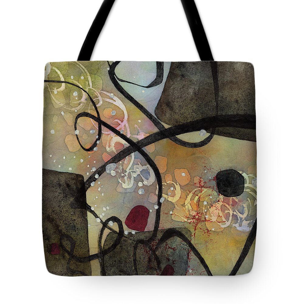 Abstract Tote Bag featuring the painting Black Passage 1 by Hailey E Herrera
