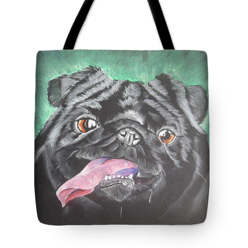 Dog Tote Bag featuring the pastel Black Puppy by Teresa Smith
