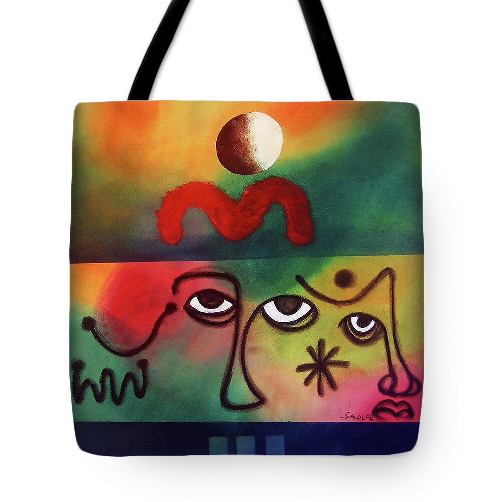African Art Tote Bag featuring the painting Black Son Rising by Winston Saoli