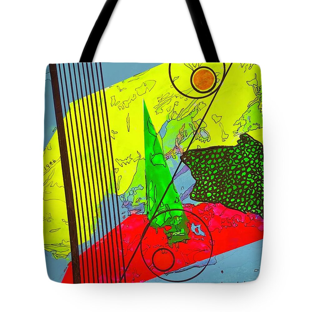  Tote Bag featuring the mixed media Black Strings Left 111411 by Lew Hagood
