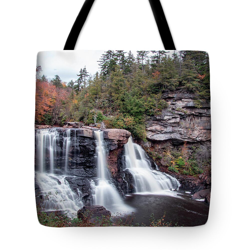 Waterfall Tote Bag featuring the photograph Blackwater Falls Long Exposure 1 by Matt Sexton