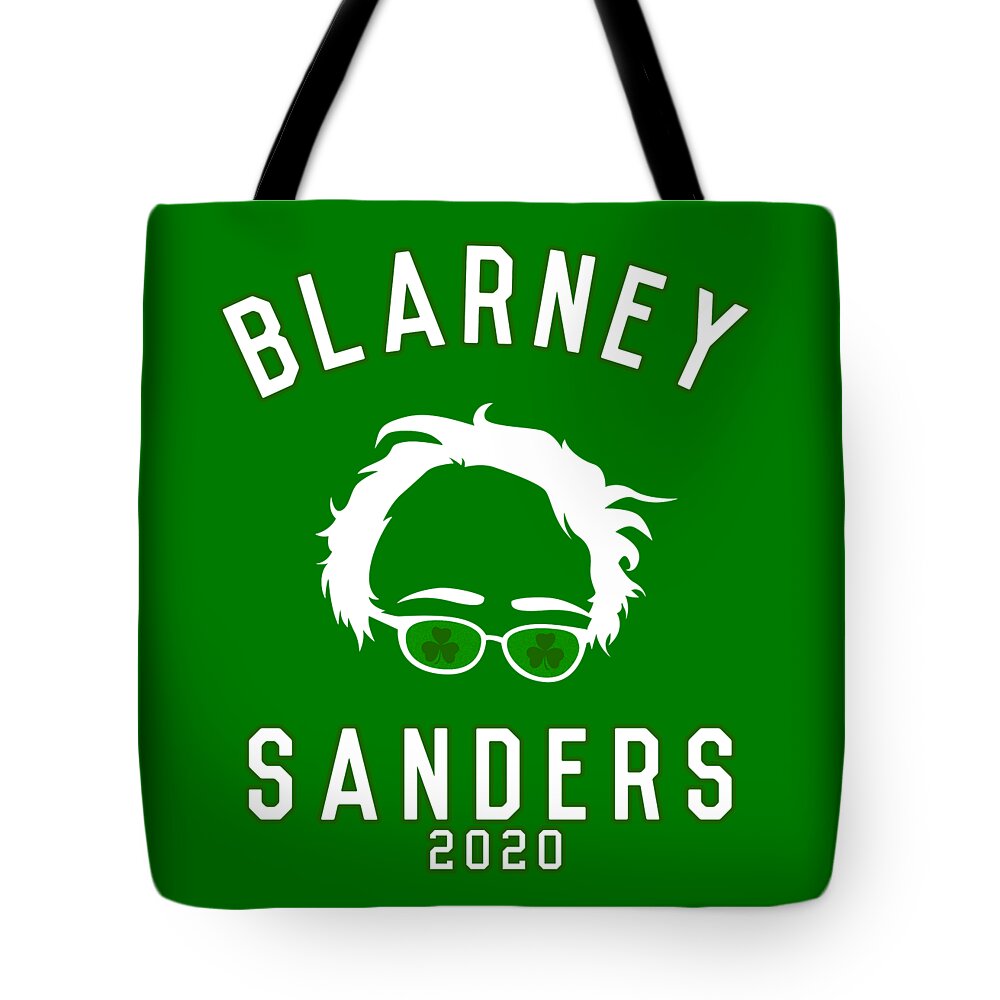 Funny Tote Bag featuring the digital art Blarney Sanders 2020 Bernie St Patricks Day by Flippin Sweet Gear