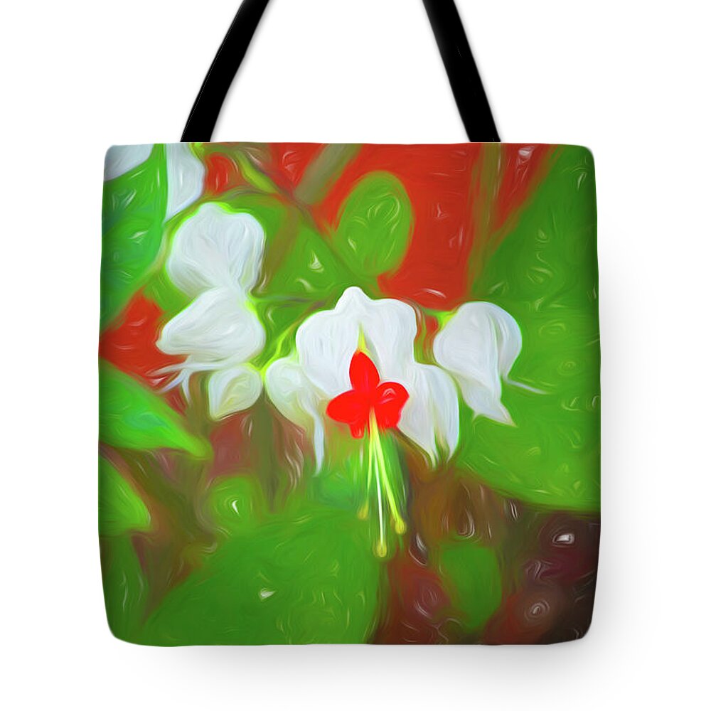 Bleeding Heart Floral Tote Bag featuring the photograph Bleeding Heart Floral Liquid Lines by Aimee L Maher ALM GALLERY
