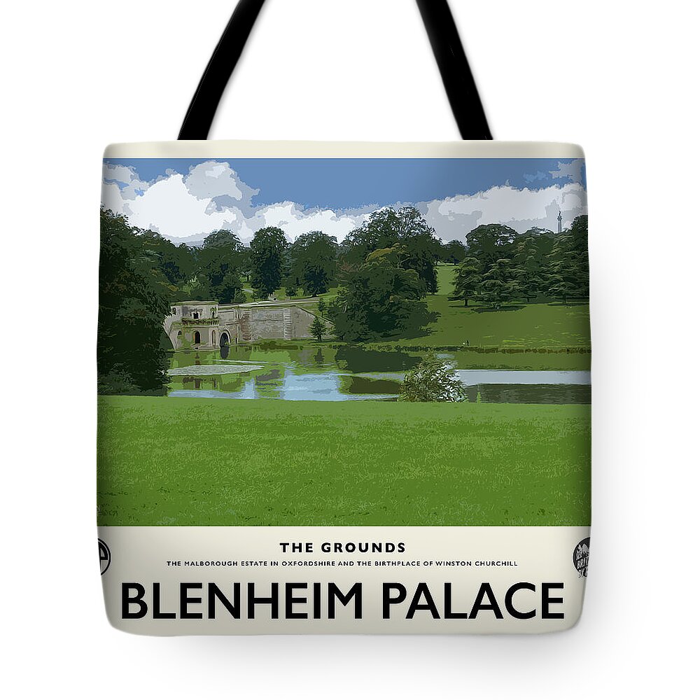 Blenheim Palace Tote Bag featuring the photograph Blenheim Grounds Cream Railway Poster by Brian Watt