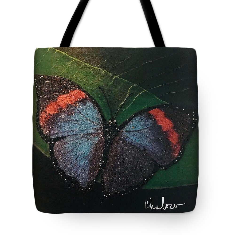 Butterfly Tote Bag featuring the painting Blessed Butterfly by Charles Young
