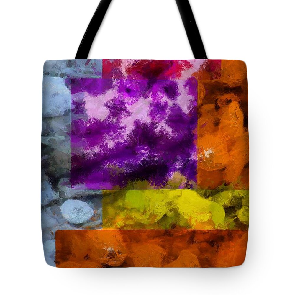 Blocks Tote Bag featuring the mixed media Blocks and Stones by Christopher Reed