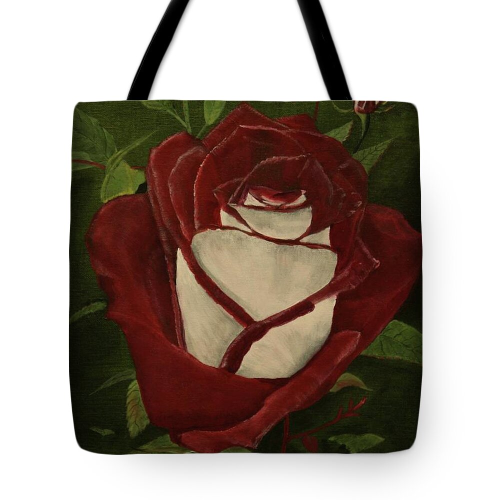 Blood Rose Tote Bag featuring the painting Blood Rose by Terry Frederick
