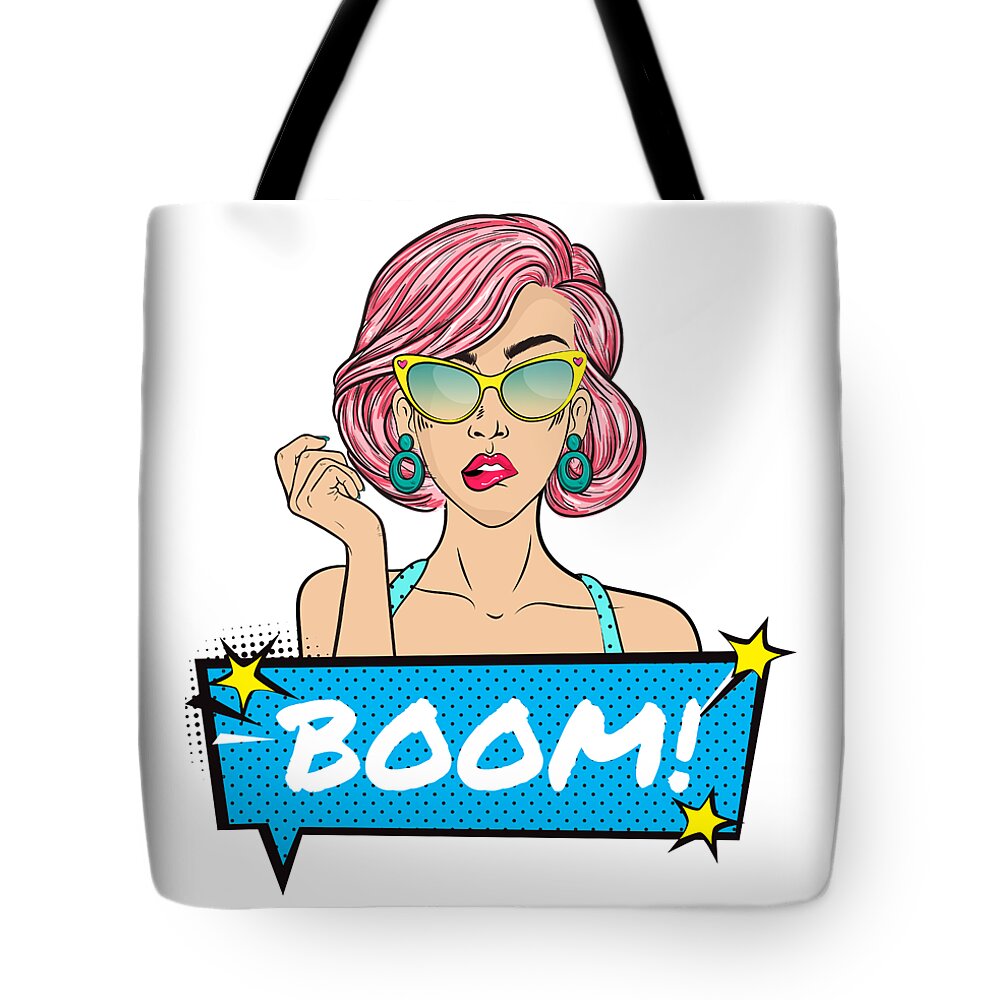 Pop art illustration of a young happy girl holding shopping bags on transparent  background PNG - Similar PNG
