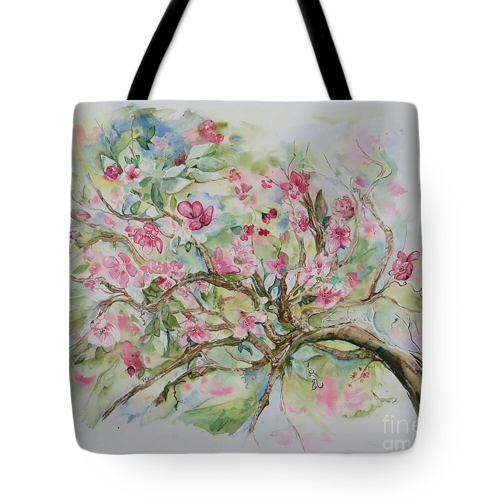 Tree Bloom Flowers Tote Bag featuring the painting Blooming Tree by Valerie Shaffer