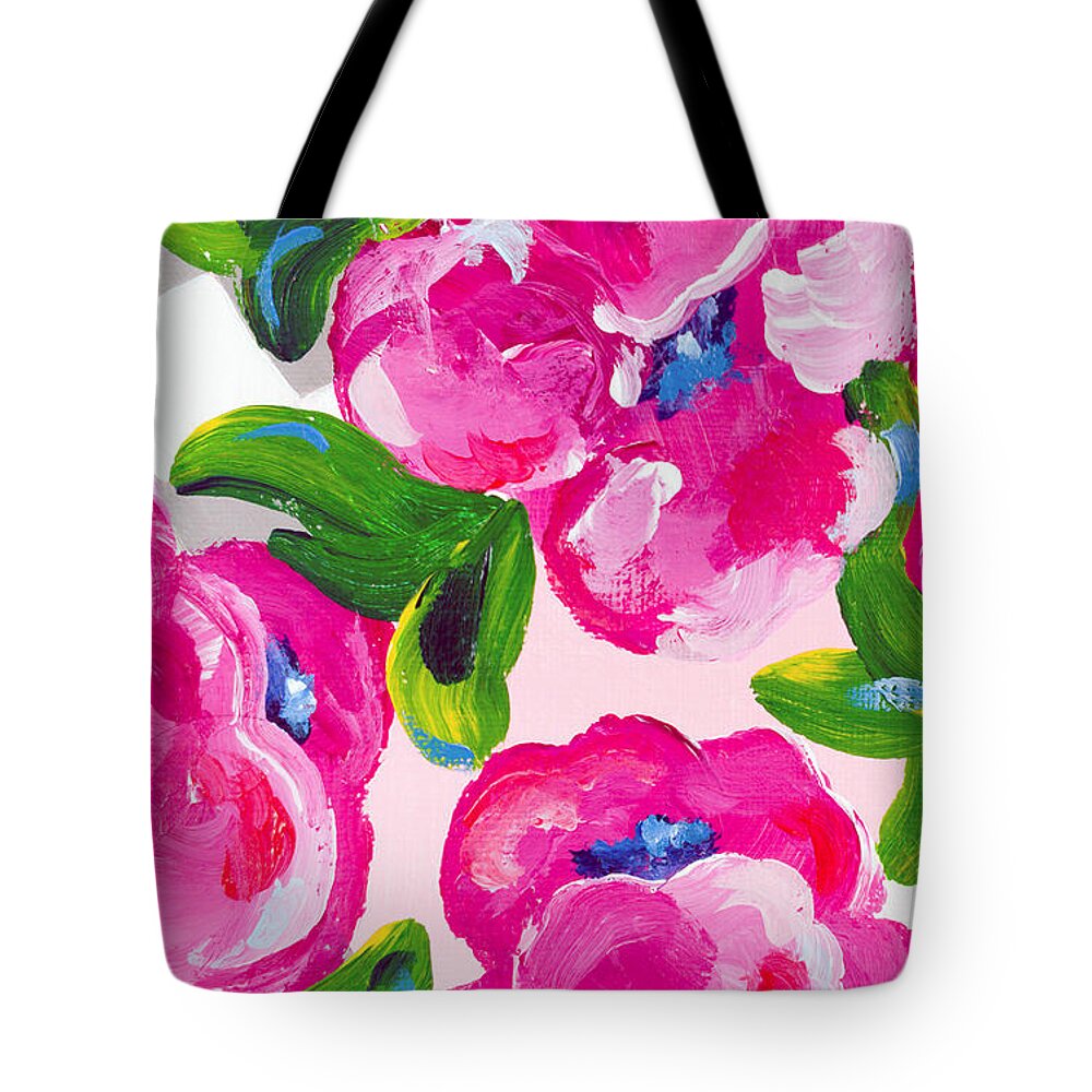 Abstract Flowers Tote Bag featuring the painting Blossoming 2 by Beth Ann Scott