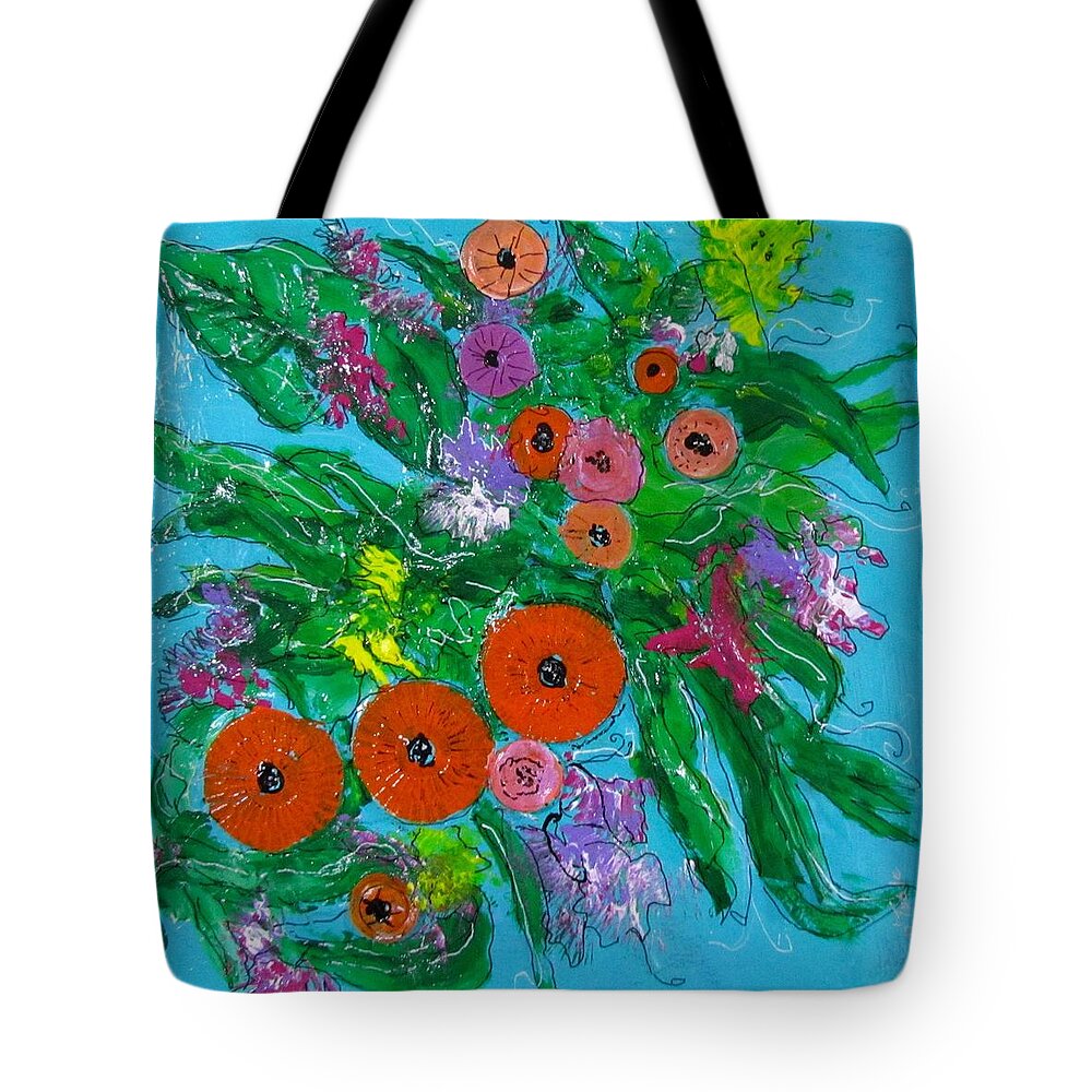 Flowers Tote Bag featuring the mixed media Blossoms by Barbara O'Toole