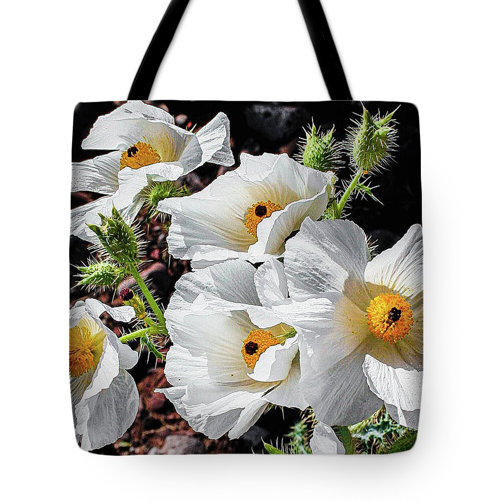 Flowers Tote Bag featuring the photograph Blowen In The Wind by Claude Dalley