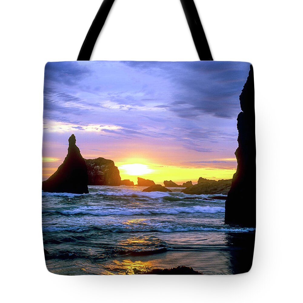 West Coast Tote Bag featuring the photograph Blue and Gold Vertical by Randy Bradley
