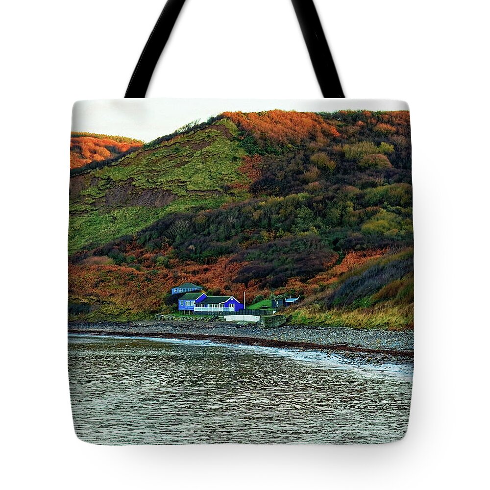 Huts Tote Bag featuring the photograph Blue and White Huts by Jeff Townsend