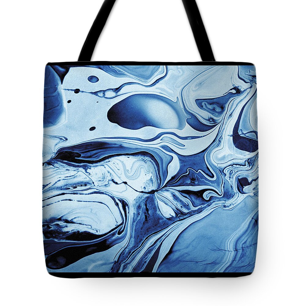 Abstract Tote Bag featuring the painting Blue Art Abstract by Severija Kirilovaite