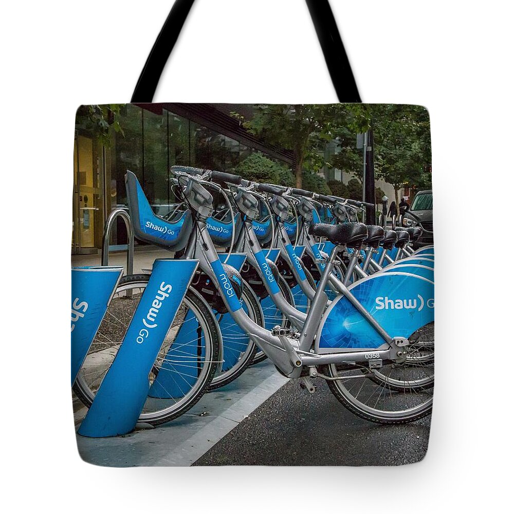 Bicycle Tote Bag featuring the photograph Blue Bikes by Kevin Craft