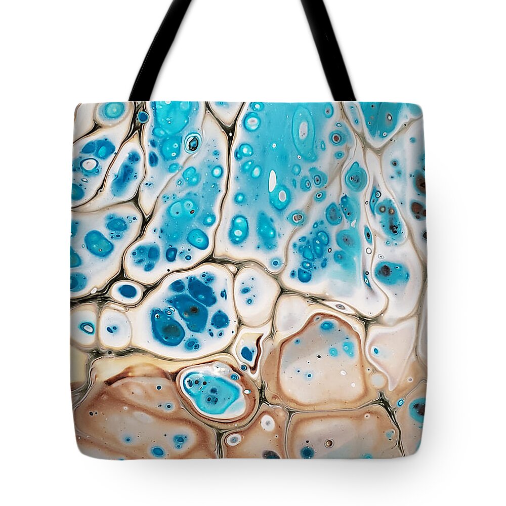 Photography Tote Bag featuring the photograph Blue Brown Lace with large cells by Robin Dickinson