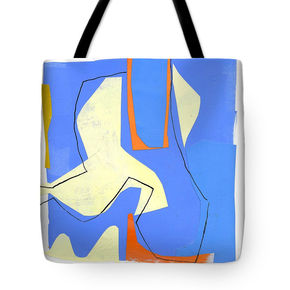 Abstract Art Tote Bag featuring the painting Blue Collage by Jane Davies