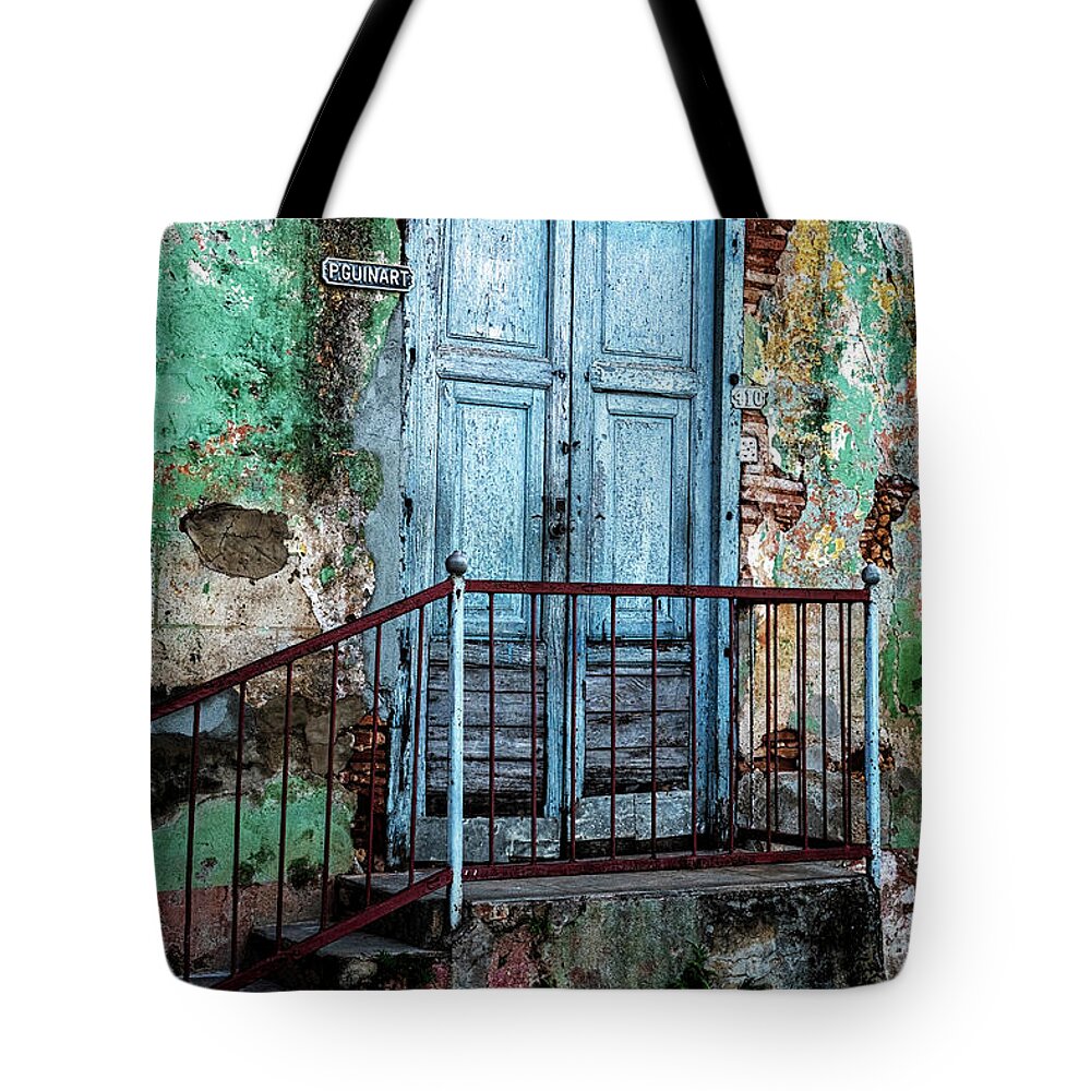 Havana Cuba Tote Bag featuring the photograph Blue Door by Tom Singleton