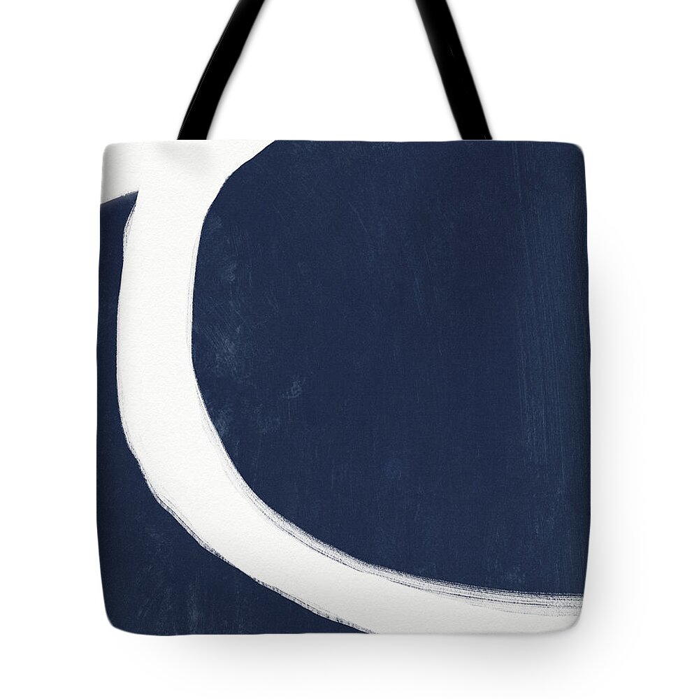 Modern Tote Bag featuring the mixed media Blue Drift 1- Art by Linda Woods by Linda Woods